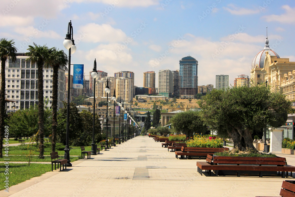 Fototapeta premium Azerbaijan. Baku city. Winter Boulevard.