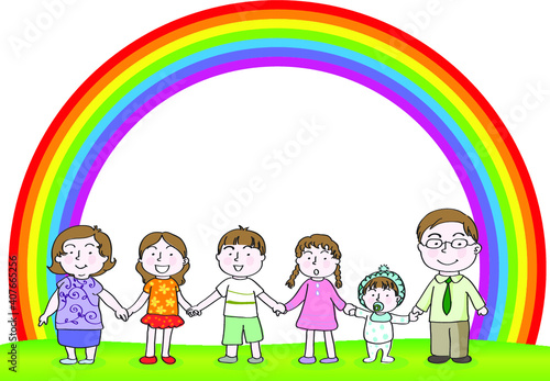 vector cartoon family holding hands