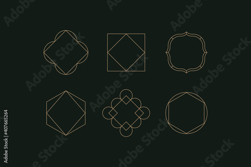 Vector set of linear boho icons and symbols -  logo design templates  and prints - abstract design elements for decoration in modern minimalist style for social media posts, stories