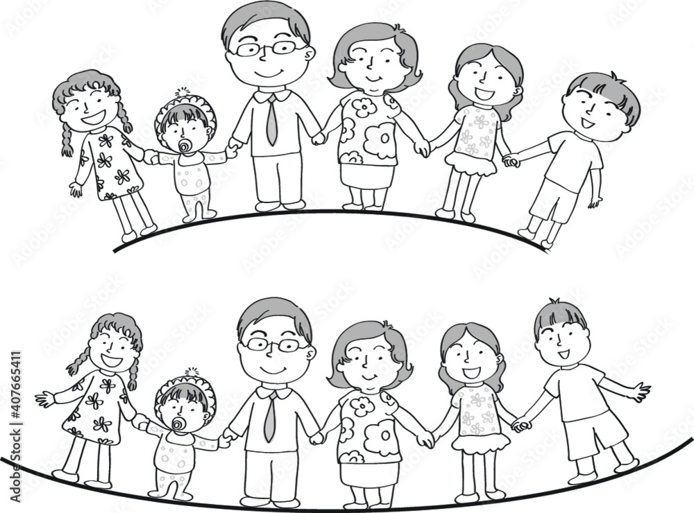 vector cartoon family holding hands vector cartoon family holding hands