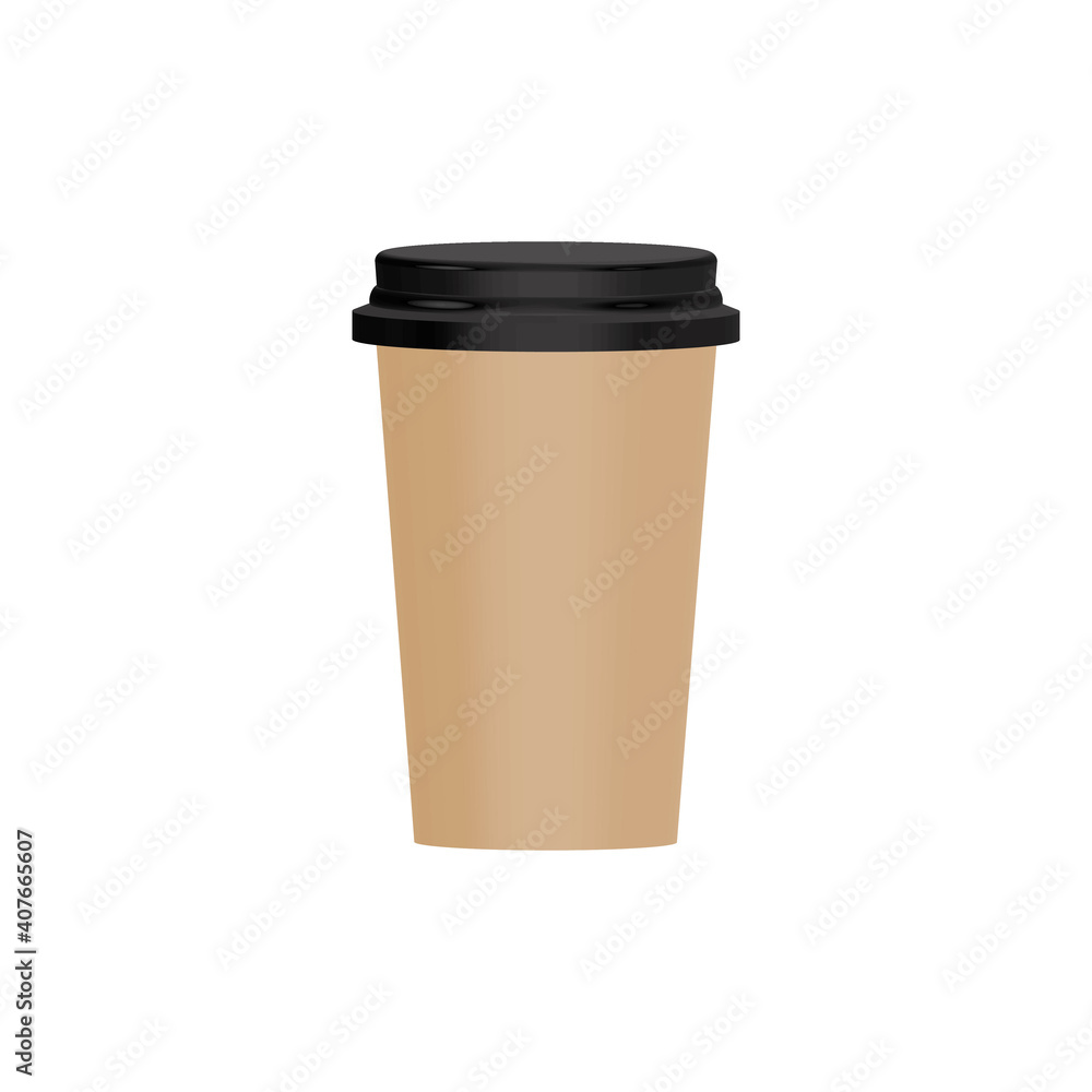 Coffee cup 3D icon. Paper mockup cup. Vector illustration isolated on white. Coffee cup 3D icon. Paper mockup cup. Vector illustration isolated on white.