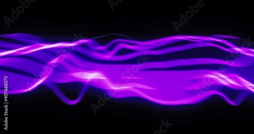 Glowing purple bands undelating and scrolling seamlessy across a black background photo