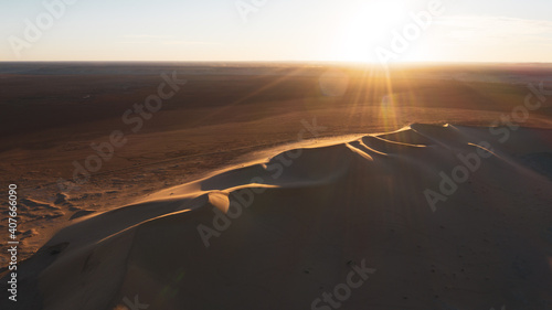 Aerial view of Libyan desert at the intersection of the Libyan, Tunisian and Algerian borders