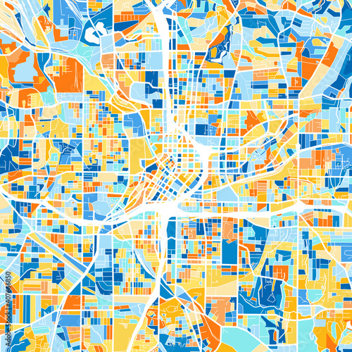 Art map of Atlanta, UnitedStates in Blue Orange