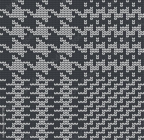 Black and white glen check. Knitted seamless pattern.