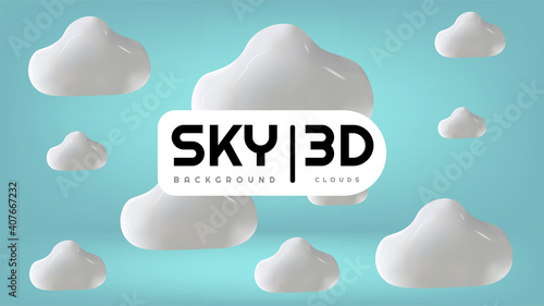 Realistic clouds on blue background, render vector object with light for sky and climate. Luxury realism background