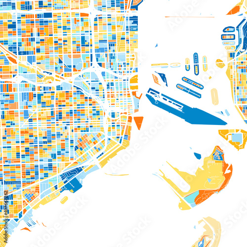 Art map of Miami, UnitedStates in Blue Orange