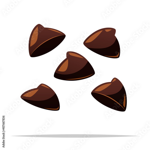 Chocolate chips ingredient vector isolated illustration
