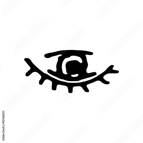 Hand drawn element, vector illustration in black color isolated on white background. Eye occult, doodle.