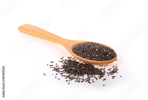 Chia seeds on white background
