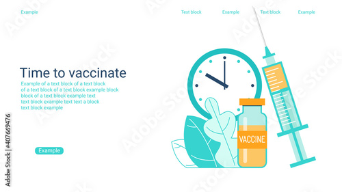 Immunization campaign. Vaccination concept. Health care and medical treatment .. Syringe and vial against the virus.
