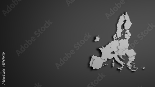 Map of the European Union on grey Background