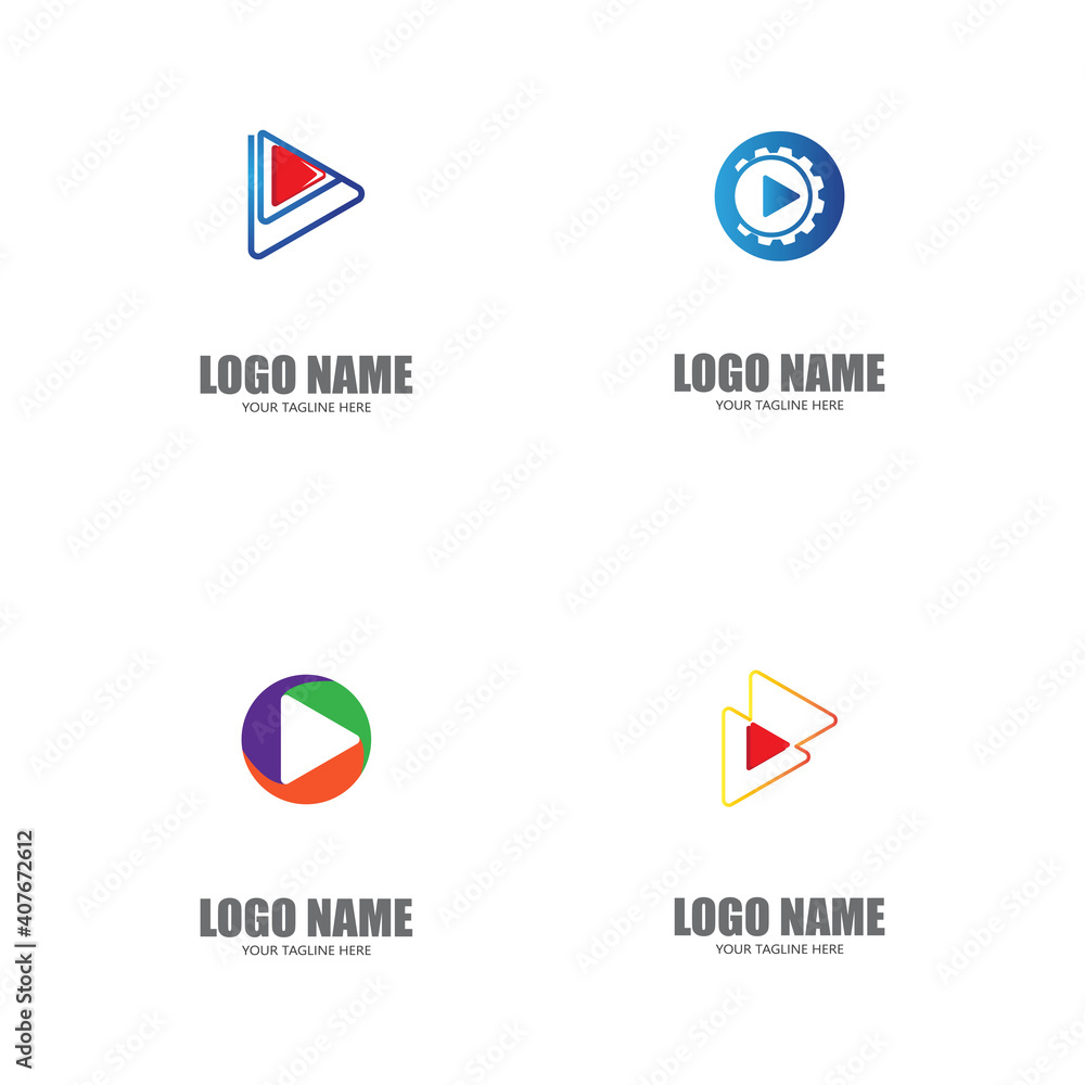 Set Play Logo Template vector icon illustration design