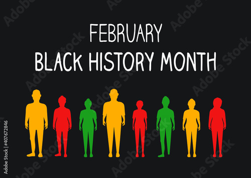 February Black History Month with silhouettes vector