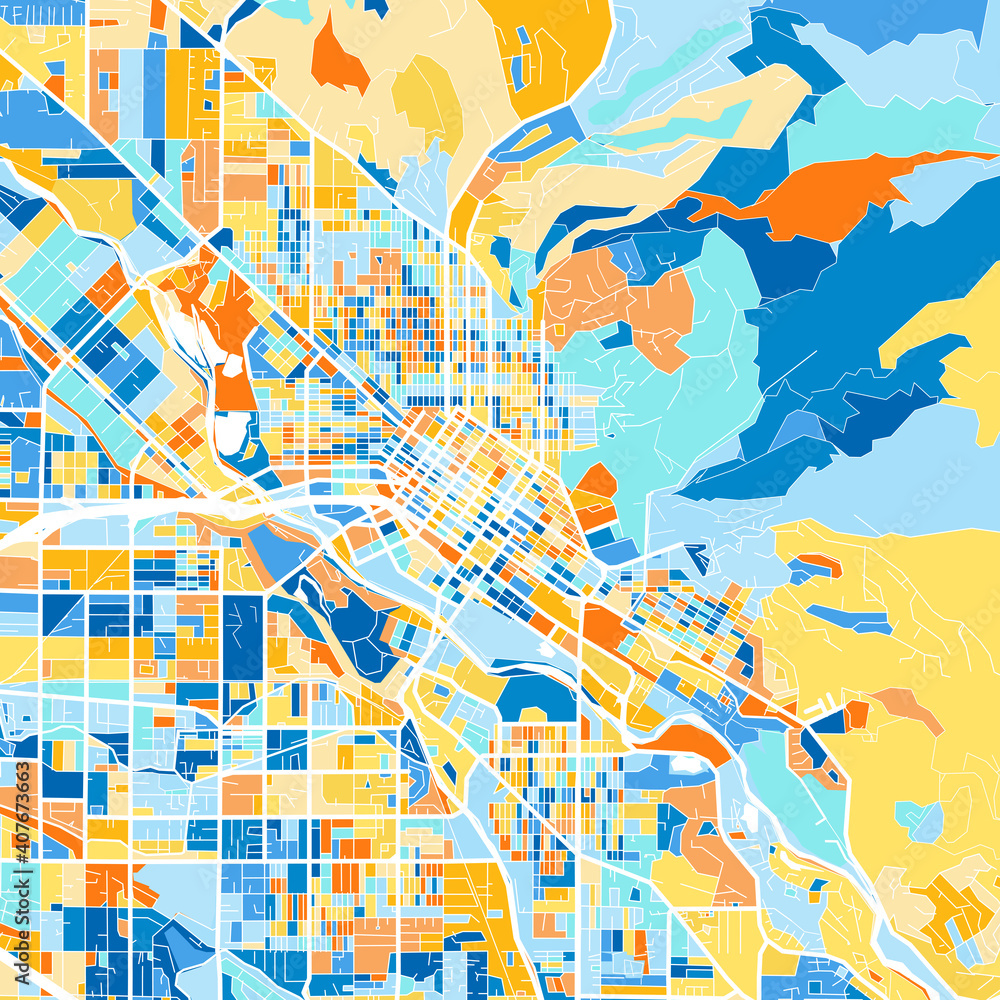 Art map of Boise, UnitedStates in Blue Orange