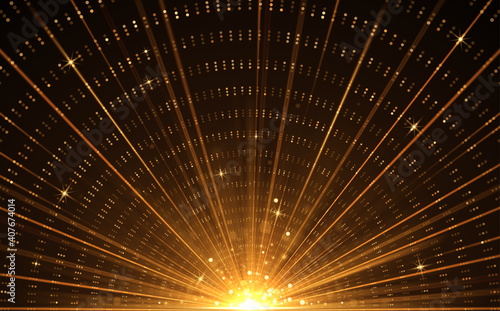 Abstract circle dots with light rays effect