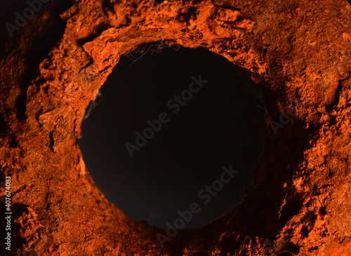 Macro image of a corroded iron ring
