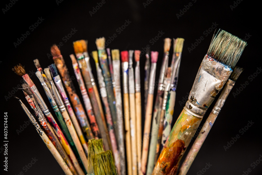 Fototapeta premium brush, paint, art, paintbrush, brushes, artist, isolated, painting, 