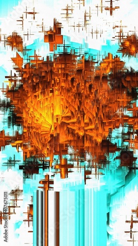 3d abstract fractal illustration.Abstract shapes in color.