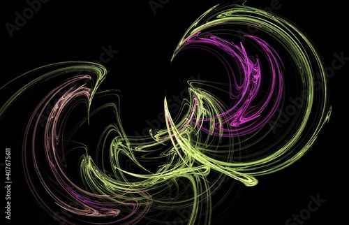 abstract background withviolet green glowing lines