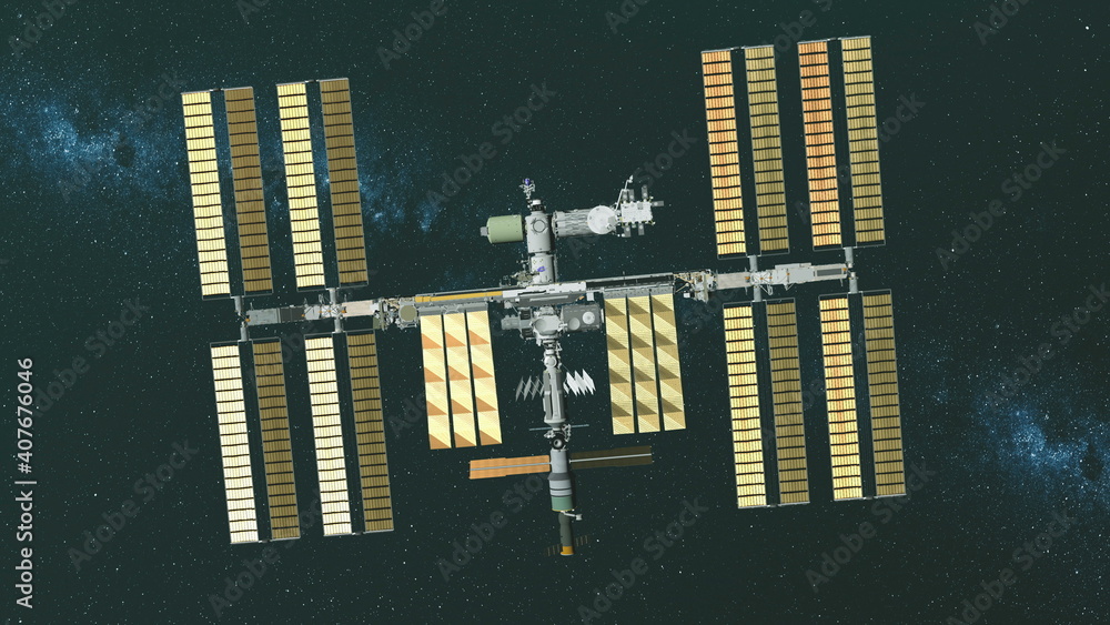 Closeup Earth satellite International Space Station with NASA cosmos ...