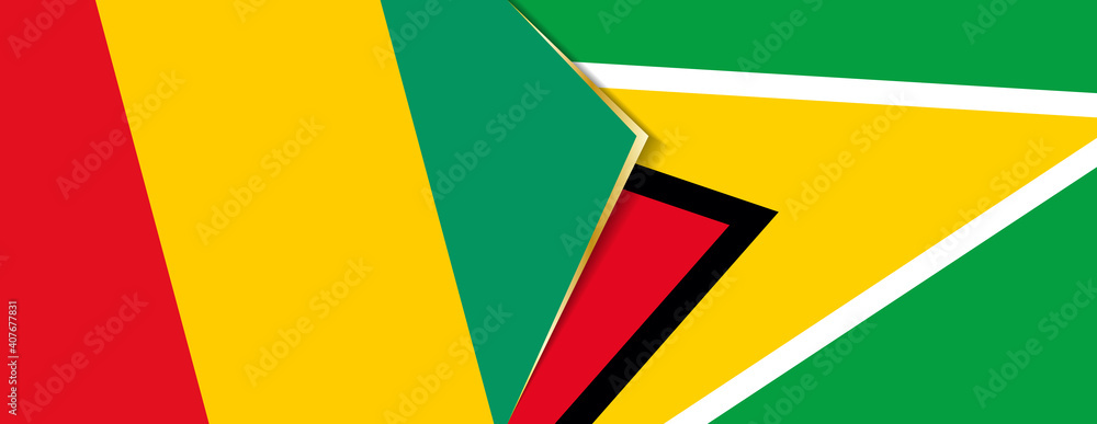 Guinea and Guyana flags, two vector flags. Guinea and Guyana flags, two vector flags.