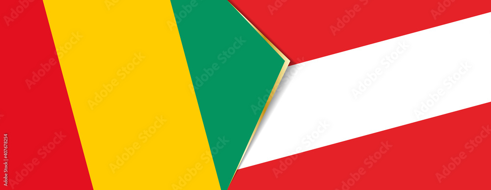 Guinea and Austria flags, two vector flags.