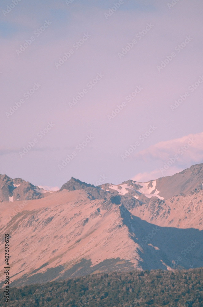 Naklejka premium Pink Sky | Mountain Landscape | Bariloche, Argentina