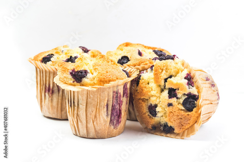 white background blueberry muffin