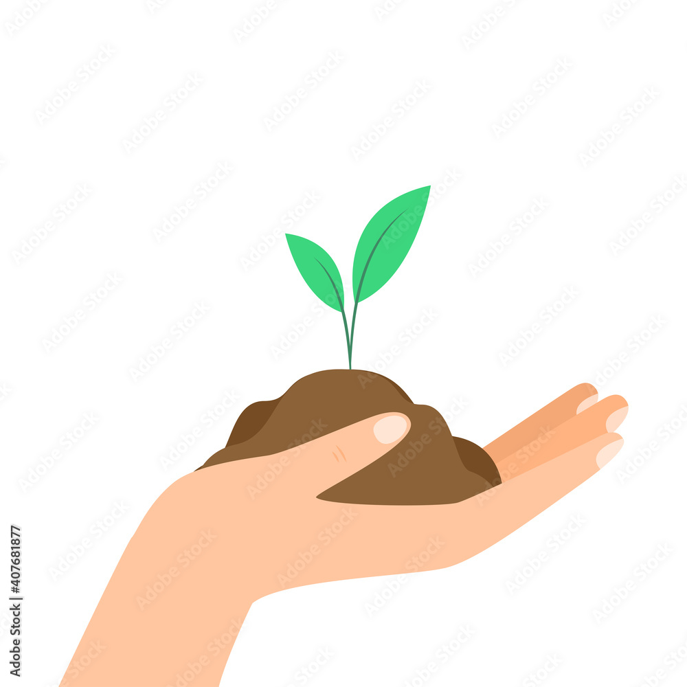 Plant in hand vector on white background. Plant in hand. Vector icon. Plant in hand vector on white background. Plant in hand. Vector icon.
