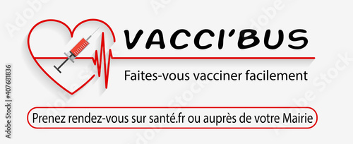 carte ou bandeau sur Vacci'bus faites vous vacciner en noir sur un fond blanc