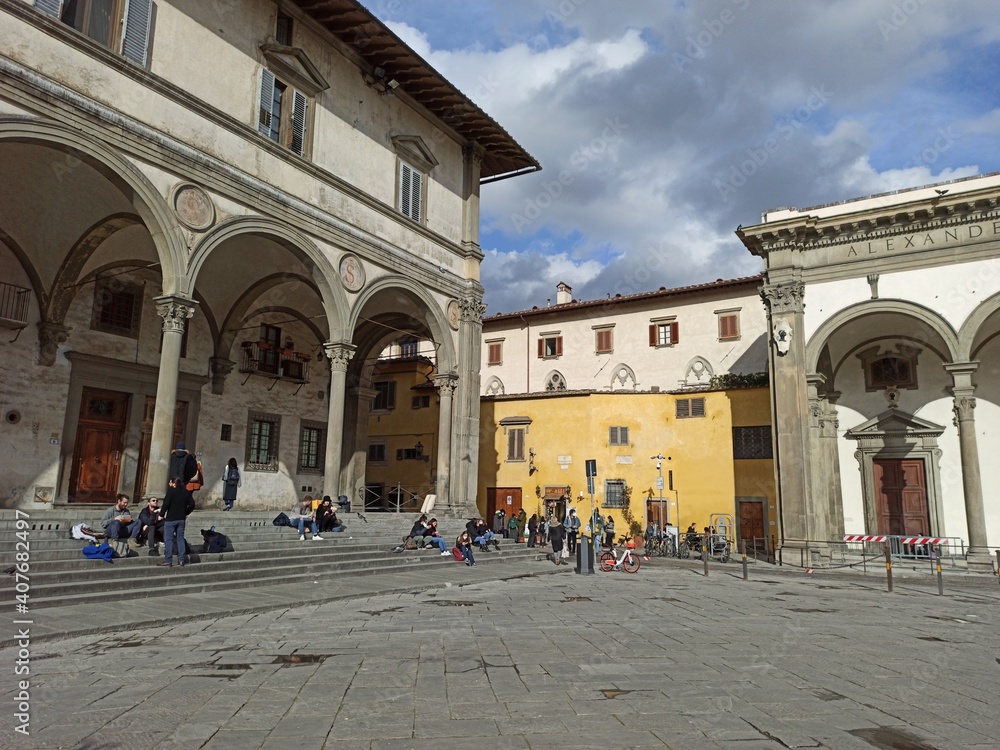 Italia, Toscana, Firenze, Piazza SS Annunziata, palazzi.