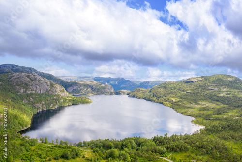 A idyllic view of Revsvatnet lake  Rogaland  Norway