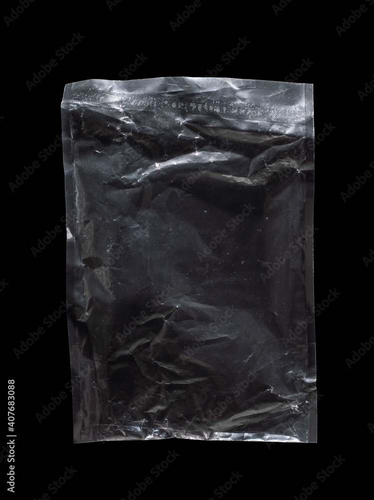 texture of plastic packaging on black background
