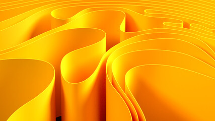 Papier peint photo Abstrait classique Labyrinthe papier plié jaune vif  © origami88