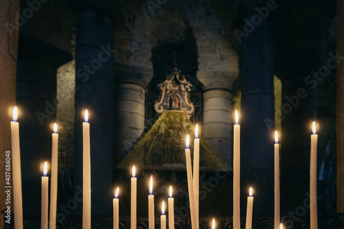 Принти на полотні candles inside the Notre Dame du Port Basilica's crypt