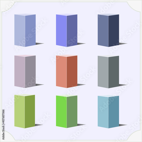 set of 3d boxes