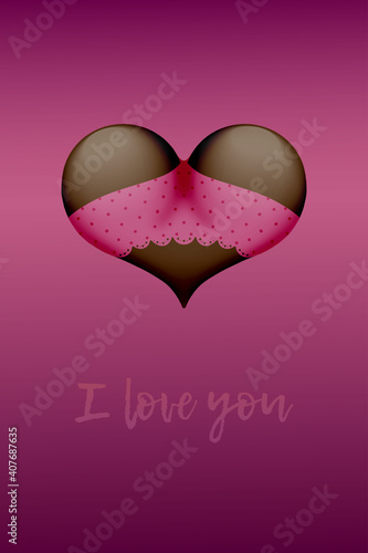 valentine's day heart shaped sexy buttocks in panties bikini underwear lingerie. Sexual attraction concept for valentine's day banner flyer greeting card poster