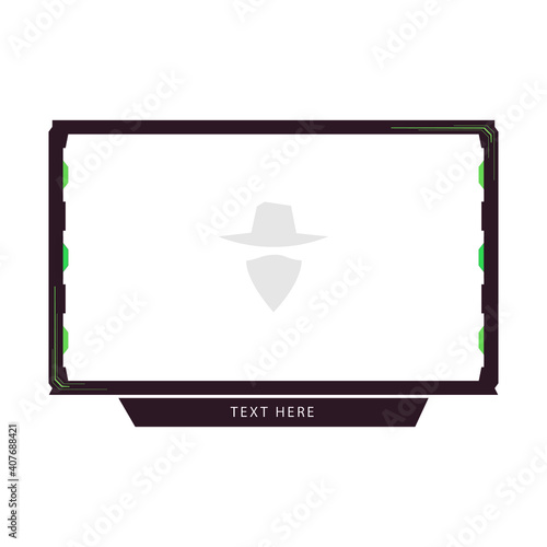 Stream webcam overlay. Twitch live facecam design, 16:9 and 4:3 screen resolution. Decoration for video game players - VECTOR