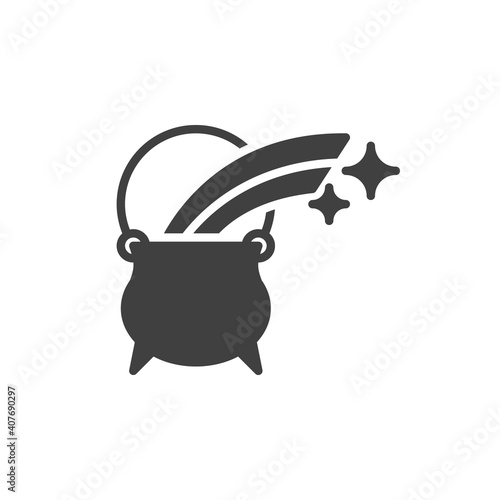 Pot and rainbow vector icon. filled flat sign for mobile concept and web design. St. Patrick's Day cauldron with rainbow glyph icon. Symbol, logo illustration. Vector graphics