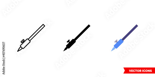 Hand poking tool icon of 3 types color, black and white, outline. Isolated vector sign symbol.