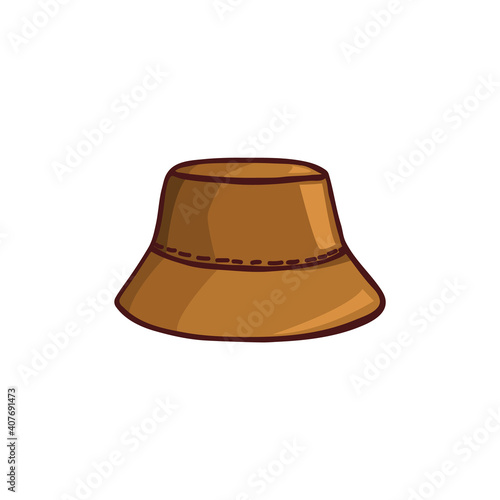 Doodle bucket hat image. Garden element. Vector hand-drawn image for stickers, postcards, icons, web.