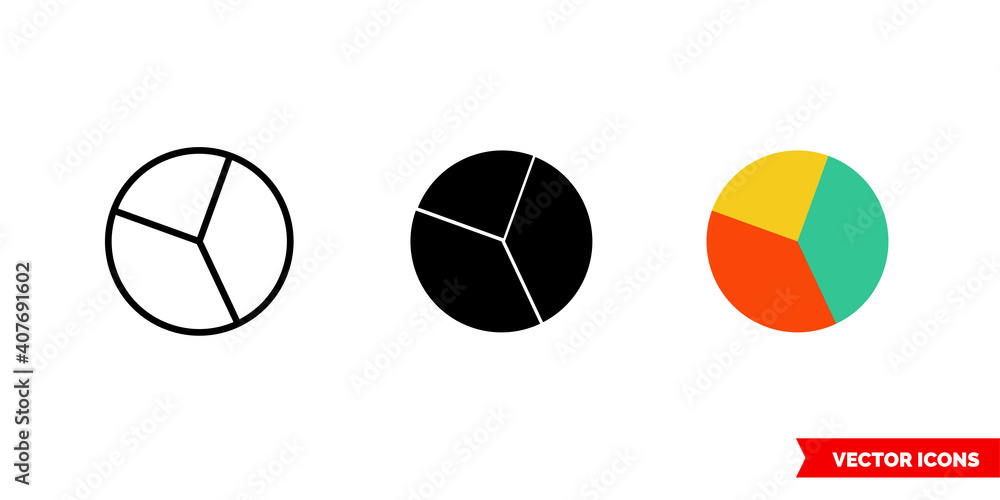 Investment portfolio icon of 3 types color, black and white, outline. Isolated vector sign symbol.