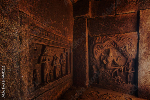 Interesting sculptures from teh caves of Hampi