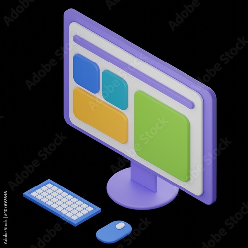 Isometric Icon desktop computer