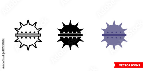 Naval mine icon of 3 types color, black and white, outline. Isolated vector sign symbol.