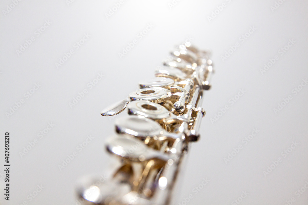 Close-up flute on white background Close-up flute on white background