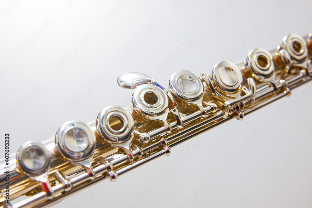 Obraz premium Close-up flute on white background