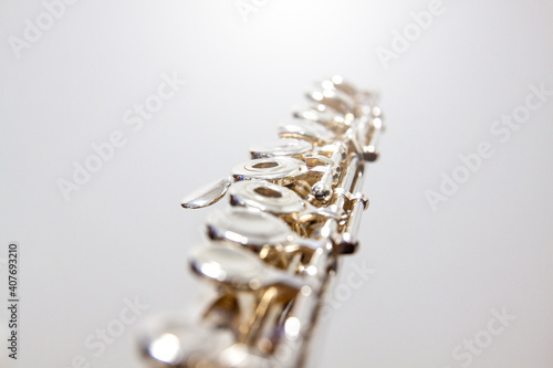 Close-up flute on white background