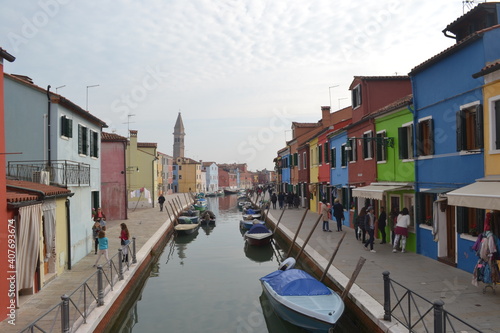 Venetian canal multicoloured houses